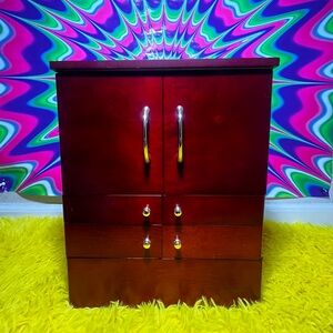 Red Wood Jewelry Box Safe